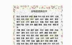 男生起什么名字好听